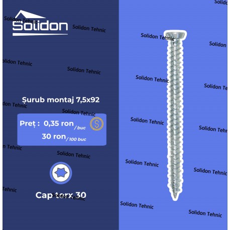 Surub montaj 7,5x92