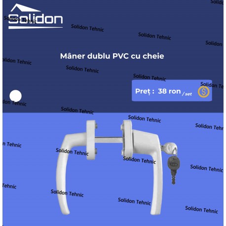 Maner dublu PVC cu cheie (Alb)