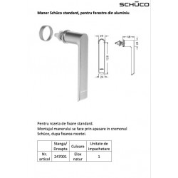 Maner Schuco fereastra (Maner standard pentru ferestre din aluminiu Schüco AWS. Se fixează cu rozeta standard 247083 )