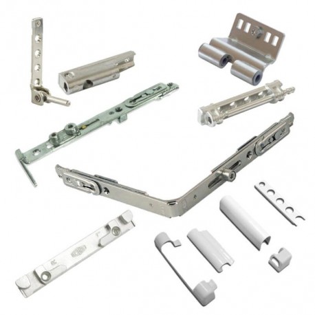 Set feronerie Vorne, deschidere dubla (oscilobatanta), tamplarie PVC, falt profil 9mm, alb RAL9016