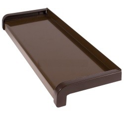 Set glaf aluminiu, latime 34 cm x 166 cm lungime, maro, cu capace laterale, pentru ferestre, aluminiu extrudat