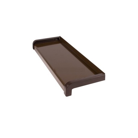 Set glaf aluminiu, latime 34 cm x 166 cm lungime, maro, cu capace laterale, pentru ferestre, aluminiu extrudat