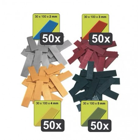 Set 200 buc, Lame din plastic premium, 30 x 100mm, distantiere, cale geamuri, distantiere de geam termopan, dim: 2, 3, 4, 5 mm