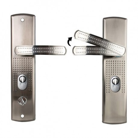Maner cu blocare prin ridicare, compatibil usa metalica Baron, Kastilio, BestImp, LCL, Golden Door, deschidere stanga, crom