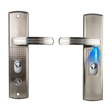 Maner cu sild si LED, blocare standard, compatibil usa metalica Baron, Kastilio, BestImp, LCL, Golden Door, deschidere stanga