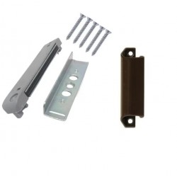 Kit sistem de inchidere magnetic cu maner tip scoica maro inchis, pentru usa de balcon