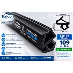 Garnitură Etanșare Termopan Solidon 9000 Premium, pentru Profile PVC, Cauciuc EPDM, Negru – Pachet 20 metri